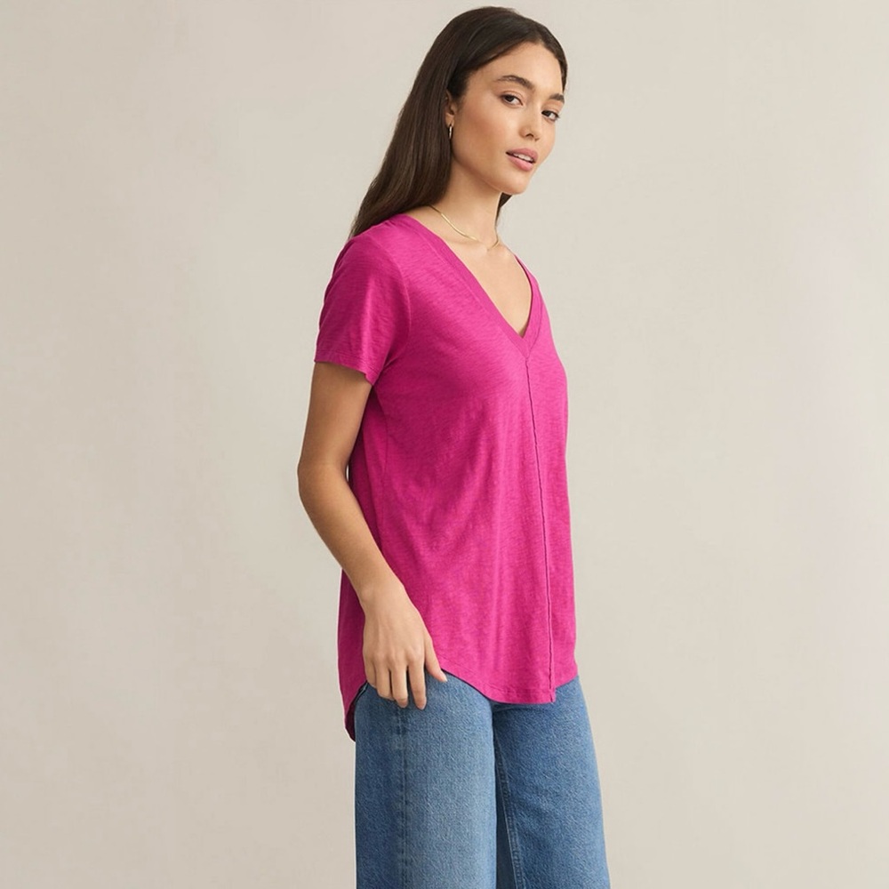Z Supply Asher V Neck Pink Short Sleeve Tee